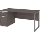 BeStar Desk with Single Pedestal - 66" x 29.5"29.6" , 1" Top - 2 x File, Utility Drawer(s) - Single Pedestal - Material: High Density Particleboard (HDP) - Finish: White, Deep Gray, Laminate