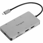 Targus USB-C Dual HDMI 4K Docking Station with 100W PD Pass-Thru - for Notebook/Monitor - Memory Card Reader - SD, microSD - 100 W - USB Type C - 2 Displays Supported - 4K - 3840 x 2160 - 2 x USB Type-A Ports - USB Type-A - 1 x USB Type-C Ports - USB Type-C - 1 x RJ-45 Ports - Network (RJ-45) - 2 x HDMI Ports - HDMI - 0 x DisplayPorts - 0 x Mini DisplayPort - Silver - Wired - Gigabit Ethernet - Windows, macOS, ChromeOS, iPadOS, Linux - Portable