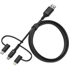 OtterBox 3-in-1 Cable - 3.3 ft Lightning/Micro-USB/USB/USB-C Data Transfer Cable for Smartphone, Mobile Device - First End: 1 x Micro USB 2.0 - Male, 1 x Lightning - Male, 1 x USB 2.0 Type C - Male - Second End: 1 x USB 2.0 Type A - Male - 480 Mbit/s - MFI - Black