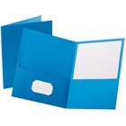 Oxford Letter Recycled Portfolio - 8 1/2" x 11" - 100 Sheet Capacity - 2 Internal Pocket(s) - Light Blue - 25 / Box