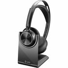 Poly Voyager Focus 2 Headset - Stereo - USB Type A - Wired/Wireless - Bluetooth - 164 ft - 20 Hz - 20 kHz - On-ear - Binaural - Ear-cup - MEMS Technology, Noise Cancelling, Electret, Condenser Microphone - Noise Canceling - Black