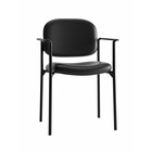 HON Scatter Stacking Guest Chair - Leather Seat - Black Frame - Four-legged Base - Black - Armrest - 1 Each
