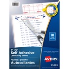 Avery® Self Adhesive Laminating Sheets - Sheet Size Supported: A4 8.50" (215.90 mm) Width x 11" (279.40 mm) Length - Laminating Pouch/Sheet Size: 9" Width - for Document, Photo, Paper - Alignment Guide, Permanent Adhesive, Acid-free, Easy Peel, Self-adhesive, Easy to Remove - Clear - Polypropylene - 10 / Pack