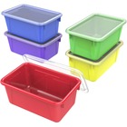 Storex Small Cubby Bin, Assorted Colors (5 Units/Pack) - 5.2" Height x 8" Width x 12.3" Depth - Drop Resistant, Crack Resistant, Cover - Assorted - Plastic - 1 / Each