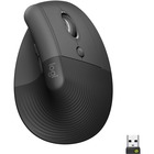 Logitech Lift Vertical Ergonomic Mouse (Graphite) - Optical - Wireless - Bluetooth - Graphite - USB - 4000 dpi - Scroll Wheel - 6 Button(s) - Small/Medium Hand/Palm Size