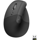 Logitech Lift Left Vertical Ergonomic Mouse (Graphite) - Optical - Wireless - Bluetooth/Radio Frequency - Graphite - USB - 4000 dpi - Scroll Wheel - 6 Button(s) - Small/Medium Hand/Palm Size - Left-handed Only