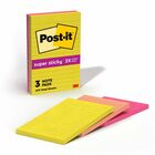 Post-it® Super Sticky Multi-Pack Notes - Summer Joy Color Collection - 4" x 6" - Rectangle - 90 Sheets per Pad - Citron, Papaya Fizz, Power Pink, Washed Denim, Fresh Mint - Sticky, Recyclable - 3 / Pack