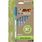 BIC Ecolutions Round Stic Ballpoint Pens, Medium Point (1.0mm), 10-Count Pack, Blue Ink Pens Made from 97% Recycled Plastic - 1 mm Pen Point Size - Blue - Semi Clear Barrel - 10 Pack