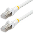 StarTech.com 10ft CAT6a Ethernet Cable, White Low Smoke Zero Halogen (LSZH) 10 GbE 100W PoE S/FTP Snagless RJ-45 Network Patch Cord - 10ft White Low Smoke Zero Halogen (LSZH) Shielded CAT6A Ethernet Cable - 10GbE Multi Gigabit 1/2.5/5/10Gbps - 100W PoE++ - 27 AWG 100% Copper Stranded Wire - Snagless 4 pair S/FTP RJ45 Network Patch Cord, ETL Verified, ANSI/TIA-568.2-D Category 6A