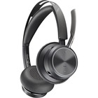 Poly Voyager Focus 2 Headset - Stereo - USB Type A, Micro USB - Wired/Wireless - Bluetooth - 164 ft - 20 Hz - 20 kHz - On-ear - Binaural - Ear-cup - 4.9 ft Cable - Electret Condenser, MEMS Technology Microphone - Noise Canceling - Black