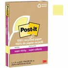 Post-it® Super Sticky Adhesive Note - 4" x 6" - Rectangle - 45 Sheets per Pad - Canary Yellow - Repositionable - 4 / Pack