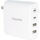 VisionTek 100W GaN II Power Adapter - 4 Port - 100 W - 120 V AC, 230 V AC Input - 5 V DC/5 A, 9 V DC, 15 V DC, 20 V DC Output