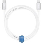 Blu Element Braided Charge/Sync USB-C to Lightning 6ft White - 6 ft Lightning/USB-C Data Transfer Cable for Car Charger, Wall Charger, USB Device, iPhone, iPad, iPod - First End: 1 x Lightning - Male - Second End: 1 x USB 2.0 Type C - Male - White