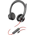 Poly Blackwire 8225 USB-C Headset - Stereo - USB Type C - Wired - 32 Ohm - 20 Hz - 20 kHz - On-ear - Binaural - Open - 7.2 ft Cable - Noise Cancelling, Omni-directional Microphone - Black