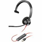 Poly Blackwire 3310 Microsoft Teams Certified USB-A Headset - Mono - USB Type A, Mini-phone (3.5mm) - Wired - 32 Ohm - 20 Hz - 20 kHz - On-ear - Monaural - Ear-cup - 7.1 ft Cable - Omni-directional Microphone - Black