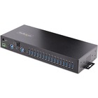 StarTech.com 16-Port Industrial USB 3.0 Hub 5Gbps, Mountable, Terminal Block Power Up to 120W Shared, USB Charging, Dual-Host Hub/Switch - 16 USB-A 3.2 Gen 1 (5Gbps shared) Downstream Facing Ports (DFP) w/dual-host switch/hub - Steel enclosure - Locking ports - Level-4 ESD protection 15kV air/8kV contact - Rack/Surface/DIN rail mountable - BC 1.2 charging w/power source (not incl.)