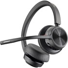 Poly Voyager 4320 USB-C Headset - Siri, Google Assistant - Stereo, Mono - USB Type C - Wired/Wireless - Bluetooth - 298.6 ft - 20 Hz - 20 kHz - On-ear, Over-the-head - Binaural - Supra-aural - 4.9 ft Cable - MEMS Technology, Electret Condenser, Noise Cancelling Microphone - Black
