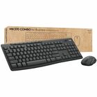 Logitech MK370 Combo for Business Wireless Keyboard and Silent Mouse - USB Plunger/Membrane Bluetooth Keyboard - 112 Key - English (US) - Graphite - USB Wireless Bluetooth Mouse - Rugged - Graphite - Symmetrical - AA, AAA - Compatible with PC, Mac