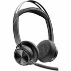 Poly Voyager Focus 2 Microsoft Teams Certified USB-C Headset - Siri, Google Assistant - Stereo - USB Type C, Micro USB - Wired/Wireless - Bluetooth - 164 ft - 20 Hz - 20 kHz - On-ear, Over-the-head - Binaural - Ear-cup - 4.9 ft Cable - Electret Condenser, MEMS Technology Microphone - Black