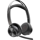 Poly Voyager Focus 2 USB-C Headset - Siri, Google Assistant - Stereo - USB Type C, Micro USB - Wired/Wireless - Bluetooth - 300 ft - 20 Hz - 20 kHz - On-ear - Binaural - Open - 4.9 ft Cable - Electret Condenser, MEMS Technology Microphone - Noise Canceling - Black