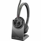 Poly Voyager 4300 UC 4320-M Headset - Google Assistant, Siri - Stereo - Wired/Wireless - Bluetooth - 164 ft - 20 Hz - 20 kHz - On-ear, Over-the-head - Binaural - Ear-cup - 4.9 ft Cable - MEMS Technology, Electret Condenser Microphone - Noise Canceling - Black