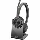 Poly Voyager 4320 USB-C with charge stand Headset - Siri, Google Assistant - Stereo - USB Type A, USB Type C - Wired/Wireless - Bluetooth - 164 ft - 20 Hz - 20 kHz - On-ear - Binaural - Ear-cup - 4.9 ft Cable - Electret Condenser, MEMS Technology Microphone - Black