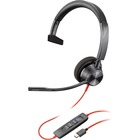 Poly Blackwire 3310 USB-C Headset - Mono - USB Type C - Wired - 32 Ohm - 80 Hz - 20 kHz - On-ear - Monaural - Open - 7.1 ft Cable - Omni-directional Microphone - Black