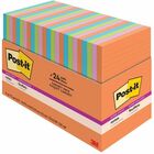 Post-it® Super Sticky Notes, Energy Boost Collection, 4 in. x 6 in., 24 Pads/Pack - 45 - 4" x 6" - 45 Sheets per Pad - Blue Paradise, Limeade, Tropical Pink, Vital Orange - Paper - Super Sticky, Recyclable, Adhesive - 24 Pad