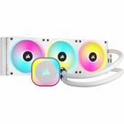 Corsair iCUE LINK H150i RGB AIO Liquid CPU Cooler - White - 3 x Fan(s) - 1786.8 L/min Maximum Airflow - 2400 rpm - Liquid Cooler Cooler - Compatible Intel Socket: LGA-1700, LGA-1200, H3 LGA-1150, H4 LGA-1151, H2 LGA-1155, H LGA-1156 - Compatible AMD Socket: AM4, AM5 - RGB LED - White - CPU, Processor