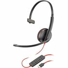 Poly Blackwire 3210 Headset - Mono - USB Type C, Mini-phone (3.5mm) - Wired - On-ear - Monaural - Ear-cup - 5.3 ft Cable - Noise Cancelling Microphone - Noise Canceling - Black