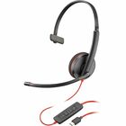 Poly Blackwire 3210 Monaural USB-C Headset - Mono - USB Type C - Wired - 32 Ohm - 20 Hz - 20 kHz - On-ear - Monaural - Ear-cup - 5.2 ft Cable - Omni-directional, Noise Cancelling Microphone - Noise Canceling - Black