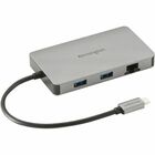 Kensington UH1450P USB-C Mobile Dock - for Notebook/Desktop PC/Smartphone/Monitor/Keyboard/Mouse - USB Type C - 2 Displays Supported - 4K @ 60Hz - 3840 x 2160 - 4 x USB Ports - 2 x USB Type-A Ports - USB Type-A - 2 x USB Type-C Ports - USB Type-C - 1 x RJ-45 Ports - Network (RJ-45) - 2 x DisplayPorts - DisplayPort - Space Gray - Wired - Gigabit Ethernet - Windows 10, macOS Big Sur, iPadOS 13 - 85W - Portable