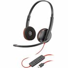 Poly Blackwire C3220 Headset - Stereo - USB Type C - Wired - 32 Ohm - 20 Hz - 20 kHz - Over-the-head, Over-the-ear - Binaural - Supra-aural - 5.2 ft Cable - Noise Cancelling Microphone - Black