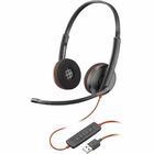 Poly Blackwire C3220 Headset - Stereo - USB Type A - Wired - 32 Ohm - On-ear - Binaural - 2.5 ft Cable - Omni-directional, Noise Cancelling Microphone - Black - TAA Compliant
