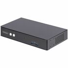 StarTech.com 2-Port Dual-Monitor DisplayPort KVM Switch, RS232 Serial Control, 4K 60Hz, 2x USB 5Gbps Hub Ports, TAA Compliant - 2-Port Dual-Monitor DisplayPort KVM Switch features RS232 control for changing settings/switching desktops; Independently switch PC/RS232/Audio; DisplayPort EDID and USB Emulation for faster switching; USB 5Gbps Ports; No Drivers or software required