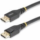 StarTech.com 25ft (7m) VESA-Certified Active DisplayPort 1.4 Cable, DP8K w/HBR3/HDR10/MST/DSC 1.2/HDCP 2.2, 8K 60Hz, 4K 120Hz, Active DP 1.4 Cable M/M - Active DisplayPort 1.4 cable w/ integrated signal booster; VESA certified; Ideal for boardrooms/video walls; Latching gold-plated connectors; TPE jacket w/ Al-mylar shield; Black; DP 1.4 HBR3/HDR10/MST/DSC 1.2/HDCP 2.2; 8K 60Hz/4K 120Hz/1440p 240Hz