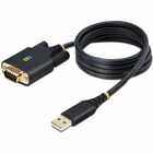 StarTech.com 3ft (1m) USB to Serial Adapter Cable, COM Retention, FTDI IC, DB9 RS232, Interchangeable DB9 Screws/Nuts, Windows/macOS/Linux - Add a DB9 RS-232 serial port to a desktop/laptop using a USB-A port; Interchangeable Screws/Nuts; DB9 screws pre-installed; DB9 Nuts included for device/cable compatibility; Rugged TPE housing; Copper shielding; LED Indicators; Windows/macOS/Linux