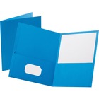 Oxford Letter Recycled Pocket Folder - 8 1/2" x 11" - 100 Sheet Capacity - 2 Internal Pocket(s) - Leatherette Paper - Light Blue - 10% Recycled - 25 / Box