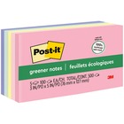Post-it® Greener Notes - Sweet Sprinkles Color Collection - 500 - 3" x 5" - Rectangle - 100 Sheets per Pad - Unruled - Positively Pink, Pink Salt, Canary Yellow, Fresh Mint, Moonstone - Paper - Self-adhesive, Repositionable - 5 / Pack