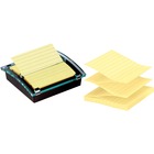 Post-itÂ® Super Sticky Pop-up Yellow Notes and Dispenser - 4" (101.60 mm) x 4" (101.60 mm) Note - 100 Note Capacity - Black, Translucent
