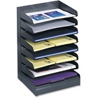 Safco Slanted Shelves Steel Desk Tray Sorter - 8 Tier(s) - Desktop - Durable - Black - Steel - 1 Each