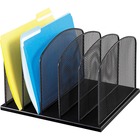 Safco Mesh Desk Organizers - 5 Compartment(s) - 2" (50.80 mm) - 8.3" Height x 12.5" Width x 11.3" Depth - Desktop - Black - Steel - 1 Each