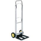 Safco Hideaway Compact Hand Truck - Folding Handle - 113.40 kg Capacity - 2 Casters - 6" (152.40 mm) Caster Size - Steel, Aluminum - x 15.5" Width x 16.5" Depth x 43.5" Height - Aluminum Frame - Silver - 1 Each