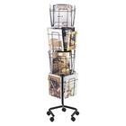 Safco Rotary Literature Display Rack - 16 Compartment(s) - 1" (25.40 mm) - 60" Height x 15" Width x 15" Depth - Floor - Lockable - Charcoal - 1 Each