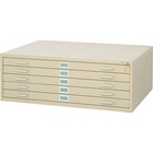 Safco 5-Drawer Steel Flat File - 46.5" x 35.5" x 16.5" - 5 x Drawer(s) for File - Stackable - Tropic Sand - Powder Coated - Steel - Recycled