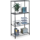 Safco Commercial Wire Shelving - 48" x 18" x 72" - Steel - 4 x Shelf(ves) - Leveling Glide - Black
