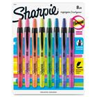 Sharpie Smear Guard Retractable Highlighters - Chisel Marker Point Style - Retractable - Assorted - Assorted Barrel - 8 / Set