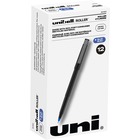 uniballâ„¢ Roller Rollerball Pen - Micro Pen Point - 0.5 mm Pen Point Size - Blue Water Based Ink - Black Stainless Steel Barrel - 1 Dozen