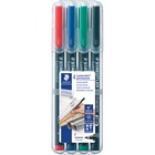 Lumocolor Quick-drying Fine Point Permanent Markers - Fine Marker Point - 0.6 mm Marker Point Size - Red, Blue, Green, Black - Black Polypropylene Barrel - 4 / Set