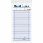 TOPS 2-part Carbonless Guest Check Books - 2 Part - 3 3/8" x 5 1/2" Sheet Size - Blue, Green, Red Print Color - 10 / Pack